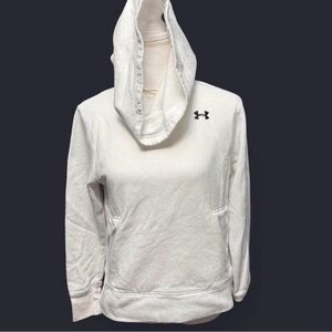 Under Armour Women's White Hooded Sweatshirt with Black Logo